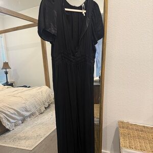 Anthropologie Silk Black Jumpsuit